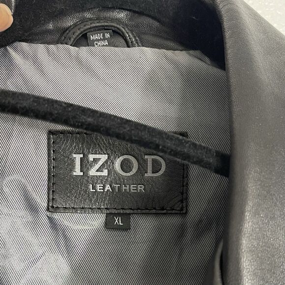 Izod Leather Men’s Black Flight Bomber Genuine Leather Jacket Size XL / RN107062 - Picture 5 of 10